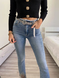 Jeans con frange argento