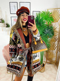 Cardigan con frange dettaglio giallo