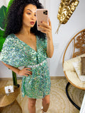 Abito con paillettes manica corta