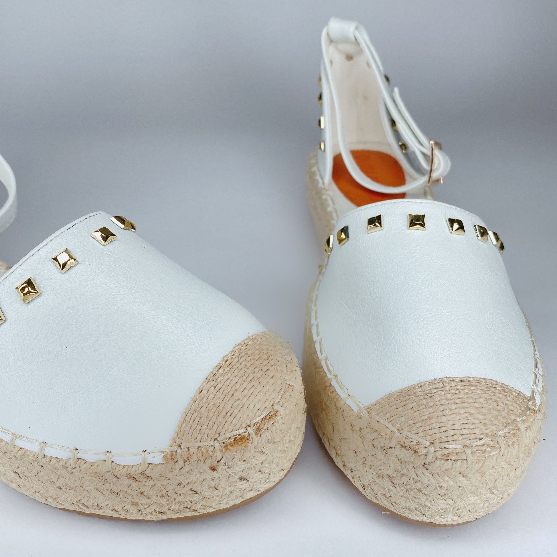 Espadrillas platform basso con borchie white