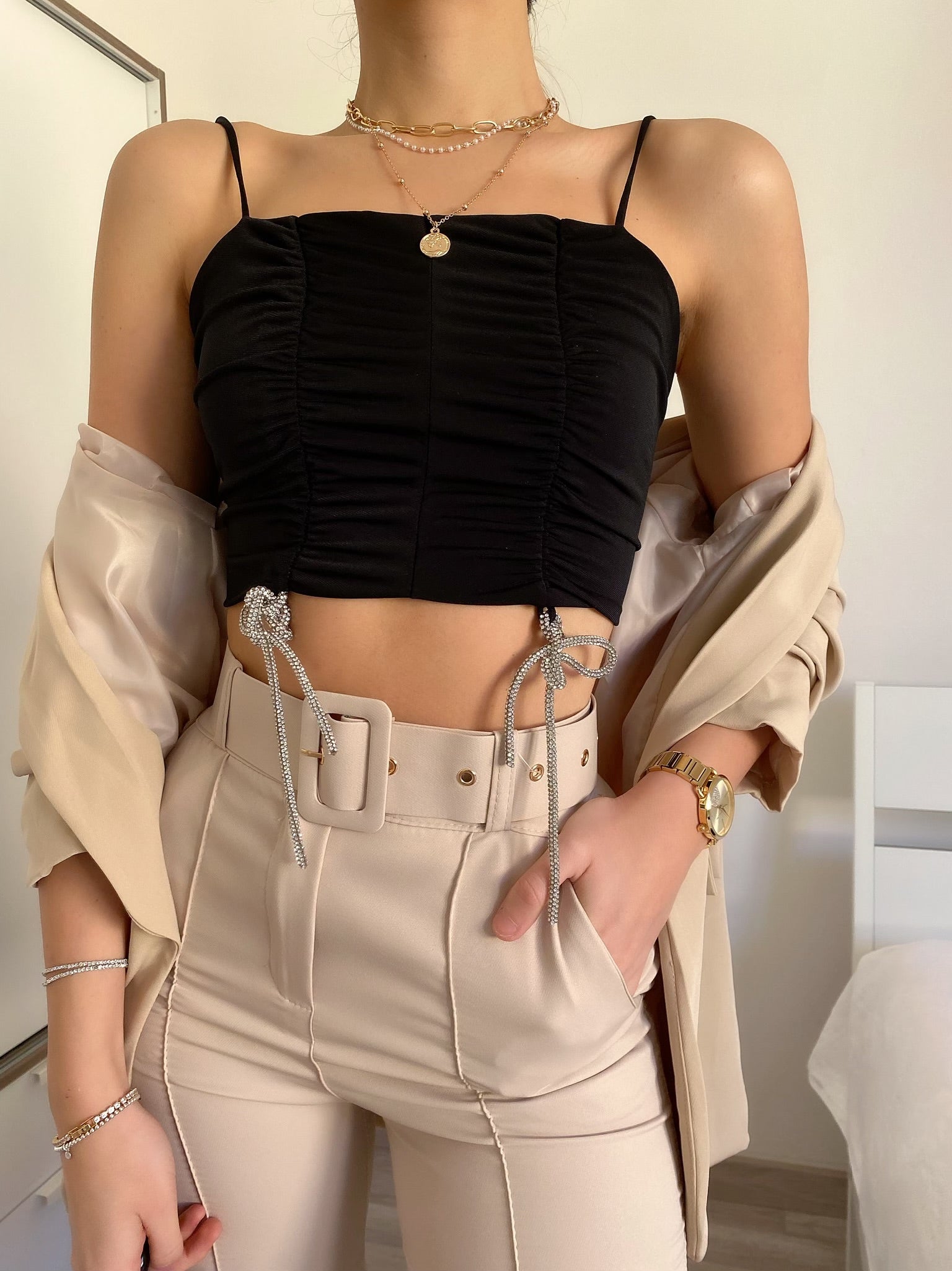 Completo giacca e pantalone beige