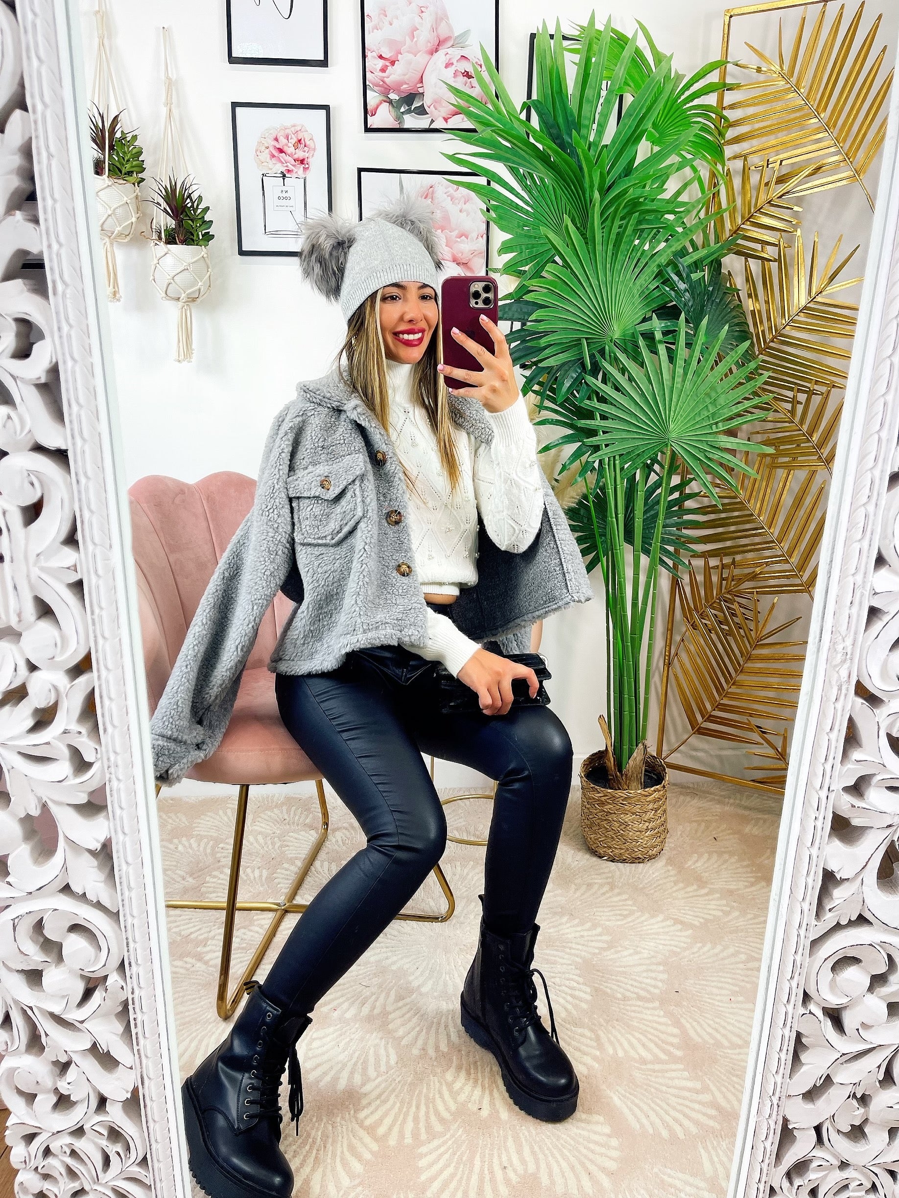 Cappotto corto Teddy grigio