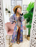 Kimono in seta etnico base lilla