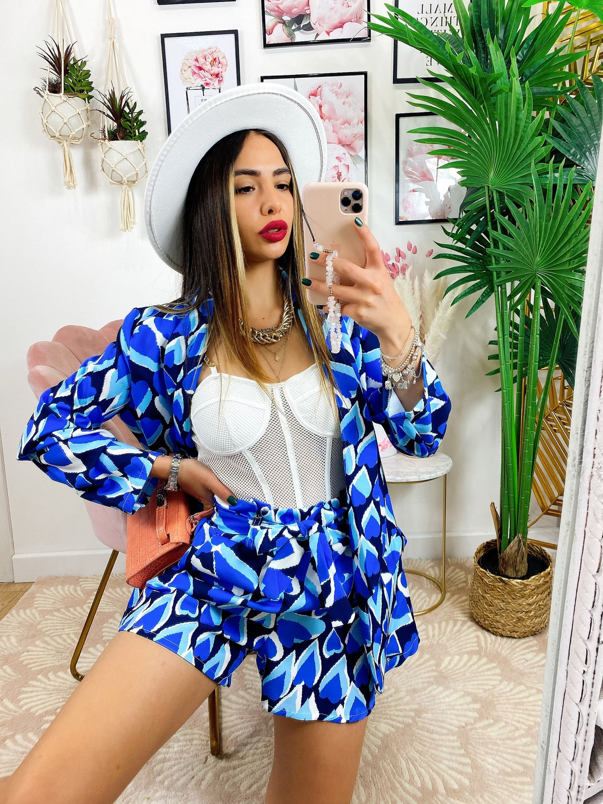 Completo giacca e pantalone cuori blu