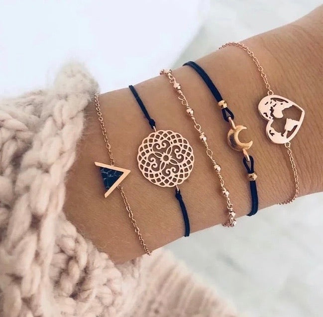 Bracciale con cuore e luna