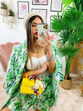 Completo Giacca e Short fiori verdi