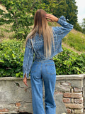 Giaccone di jeans con borchie
