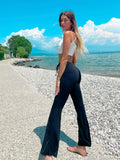 Pantalone a zampa con lacci