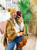 Cappotto corto Teddy camel
