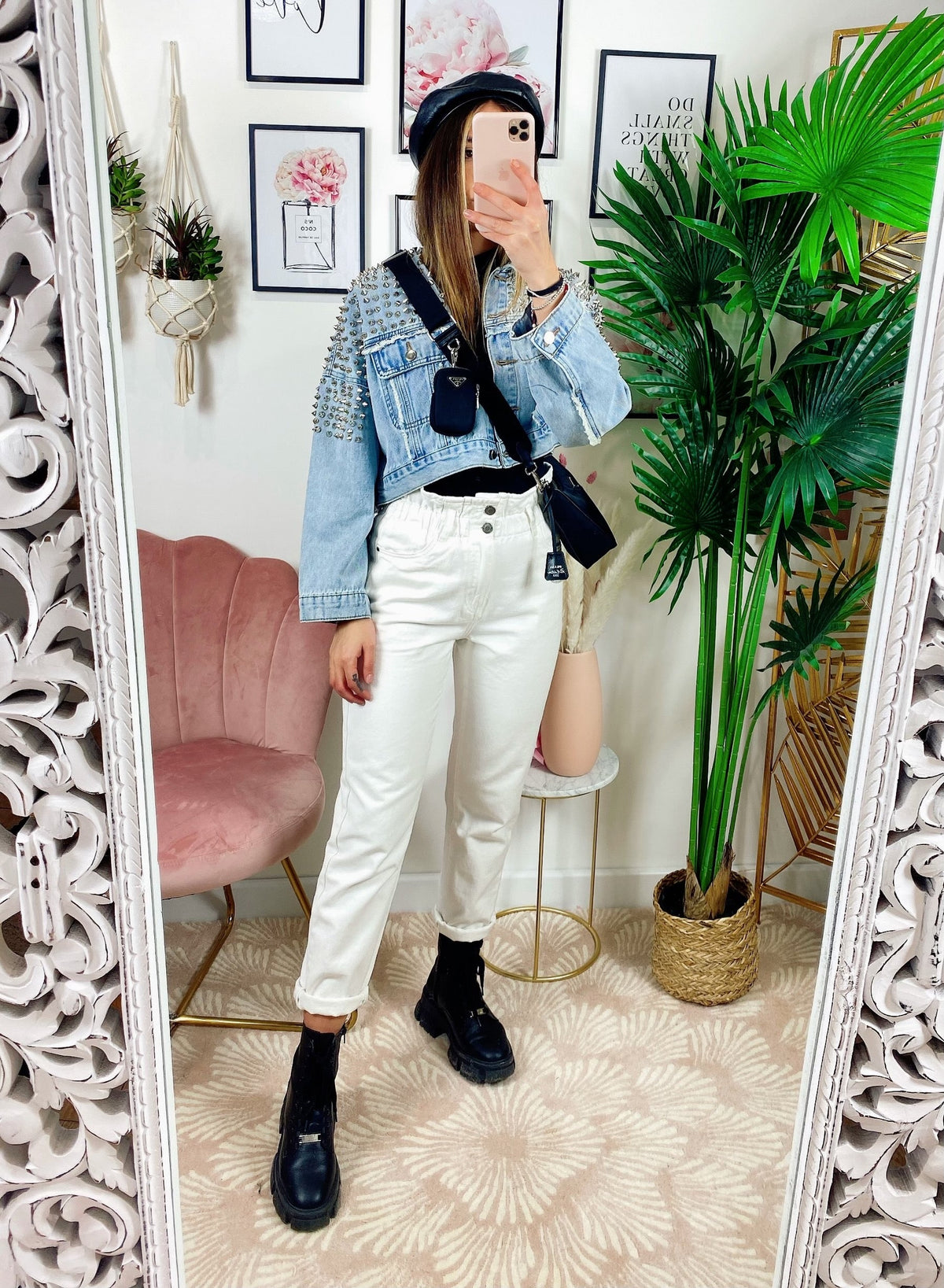 Giacca di jeans con borchie
