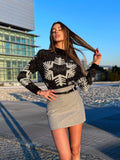 Maglione fiocco di neve nero e argento