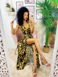 Dress Afrodite stampa etnica nera