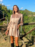 Abito in raso beige