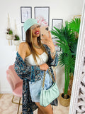 Kimono in seta nero a ricami tiffany