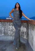 Abito a sirena glitter argento