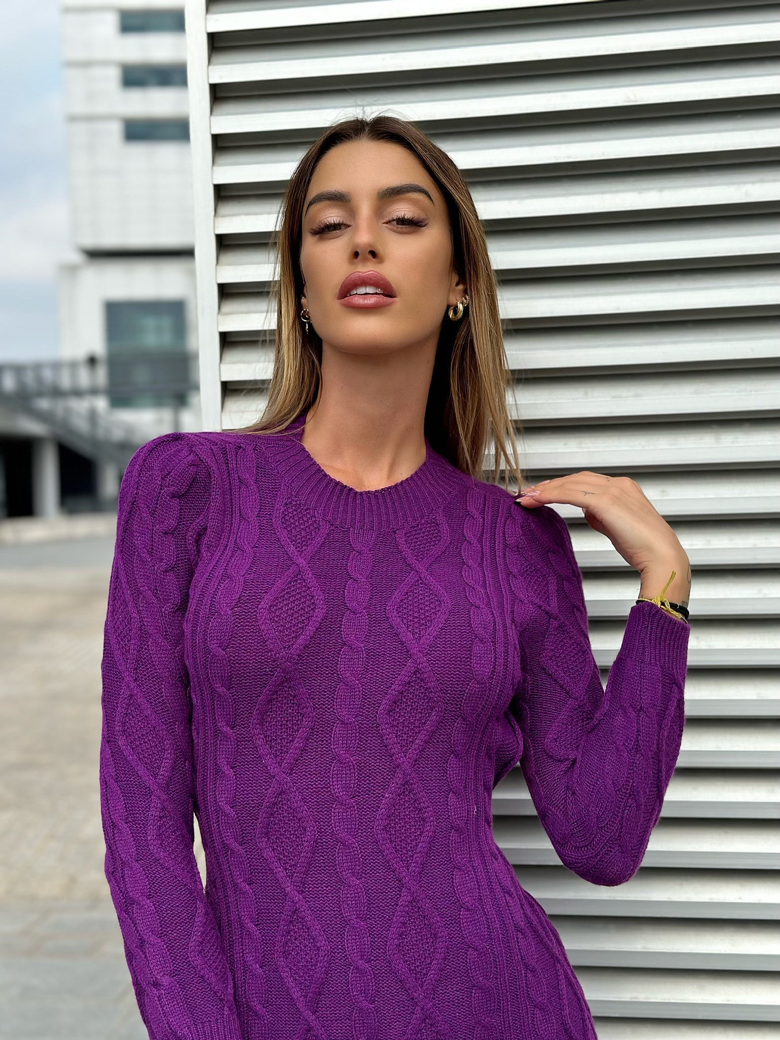Abito a trecce schiena aperta purple