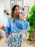 Camicia con borsetta celeste