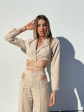 Completo top e pantalone beige