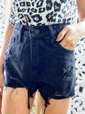 Short nero jeans con strappini