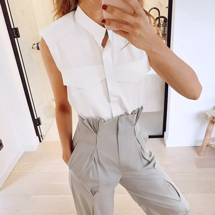 Camicia in cotone con spalline
