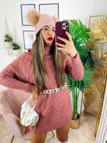 Maxi maglia a collo alto rosa