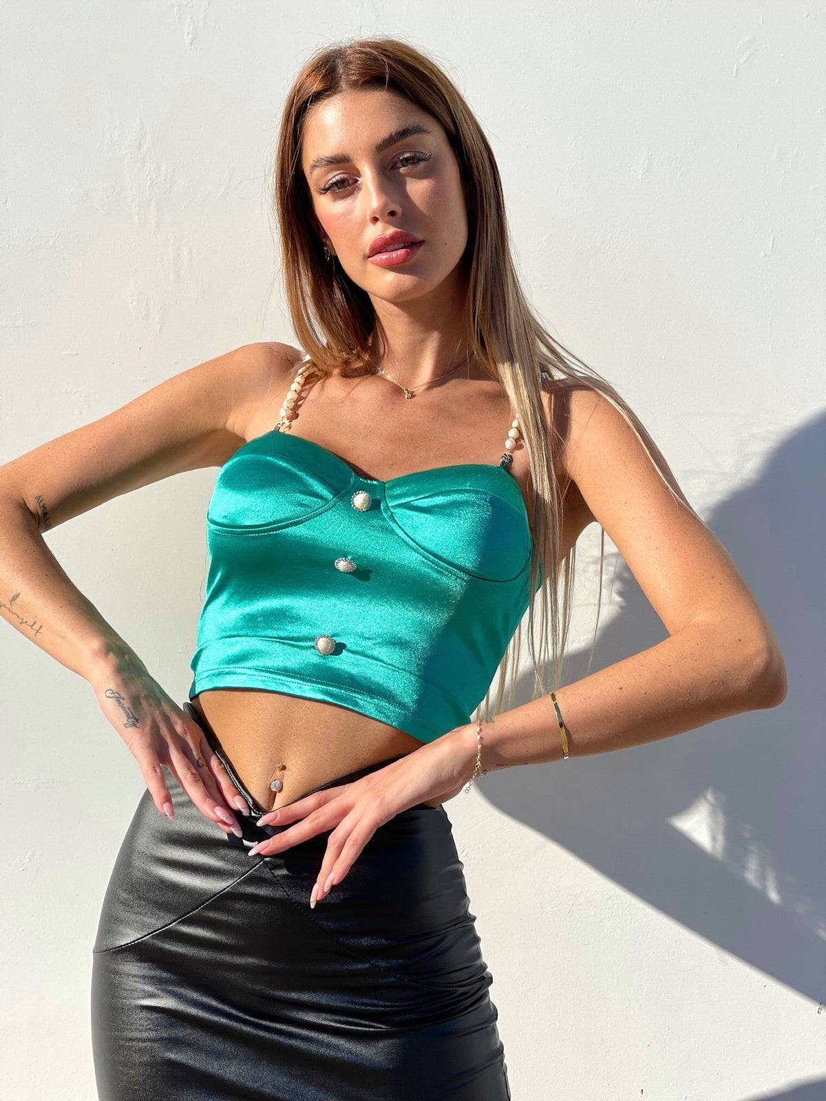 Top gioiello con perle