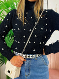 Maglione top quality con perle nero