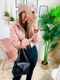 Bomber crop a rombi Rosa