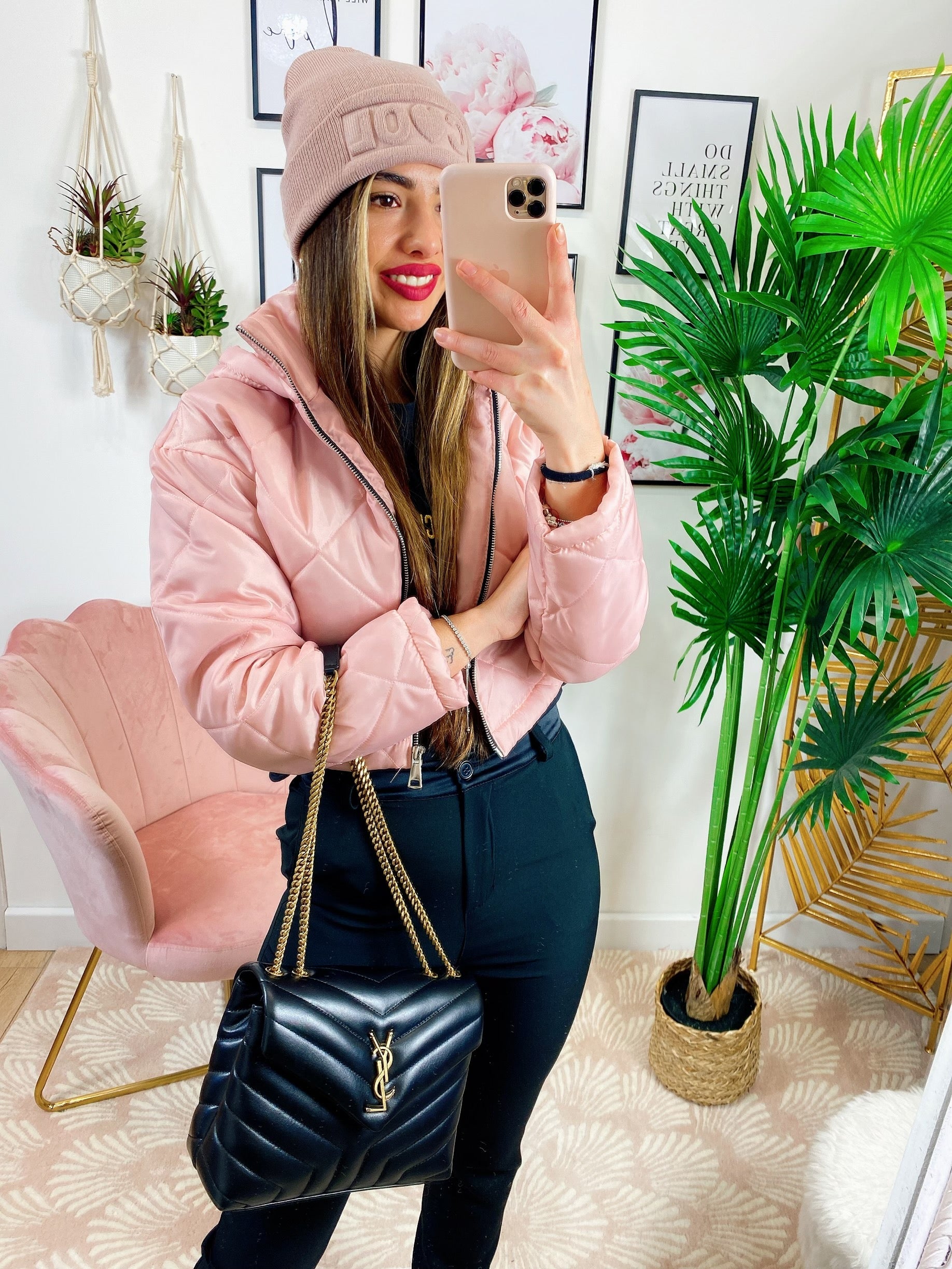 Bomber crop a rombi Rosa