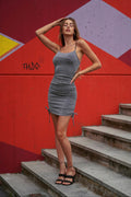 Abito lurex corto silver