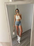Top con ricami in paillettes bianco