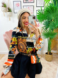 Camicia etnica dettaglio arancio senza borsetta