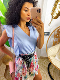 Maglia in cotone con rouches sulle maniche