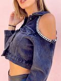 Giacca di jeans con catena argento