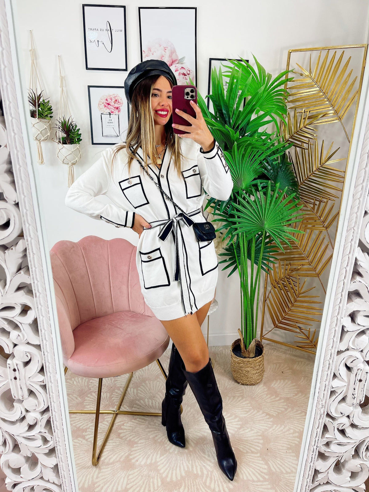 Abito con tasche e bottoni bianco
