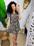 Abito animalier con elastico in vita