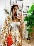 Completo Giacca e Short fiori Arancio
