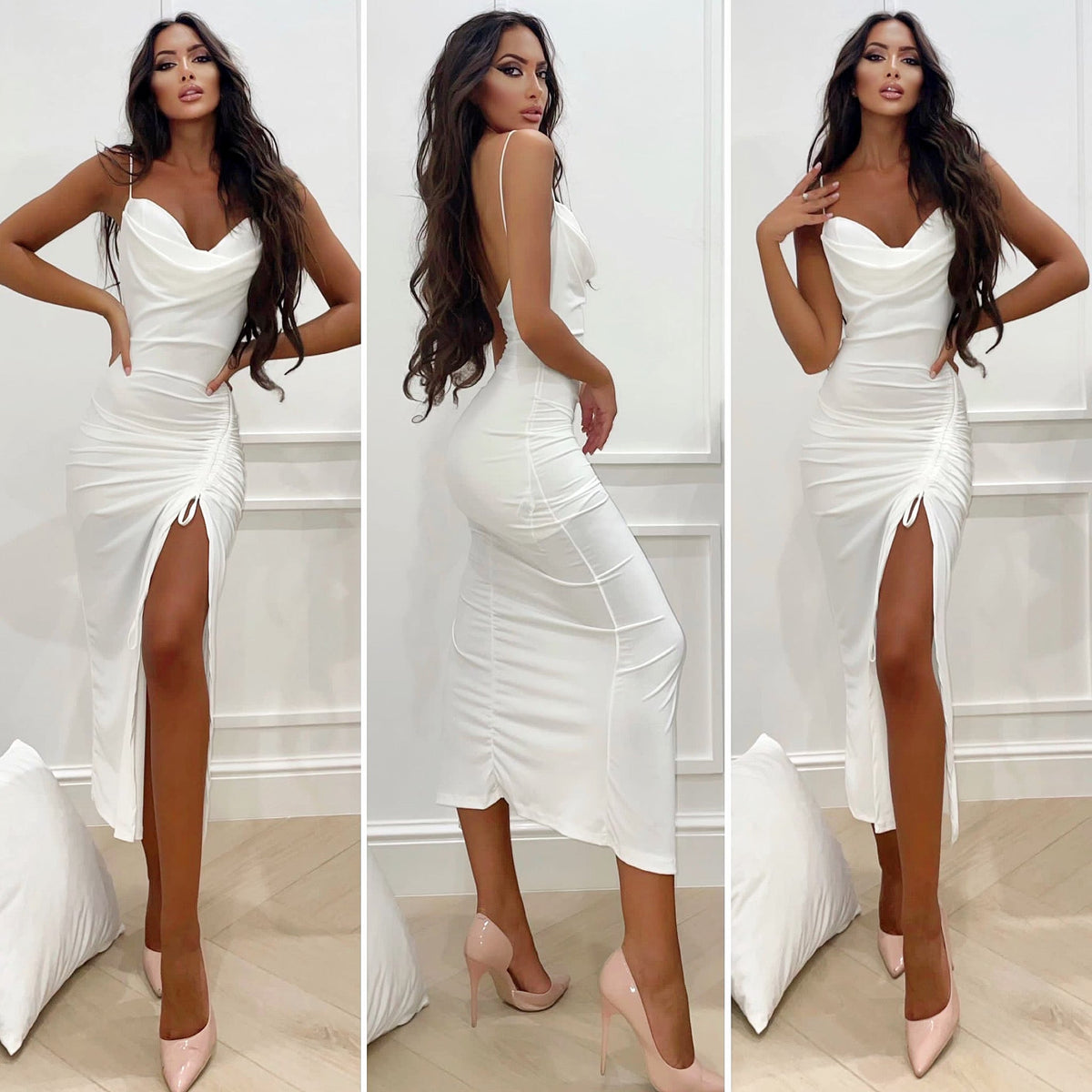 Abito aderente midi bianco