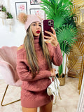 Maxi maglia a collo alto rosa