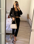 Completo giacca crop e pantalone nero