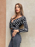Maglione crop Bianco e nero