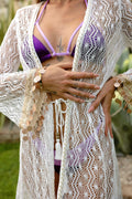 kimono lungo in pizzo bianco