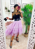 Gonna in tulle a balze lilla