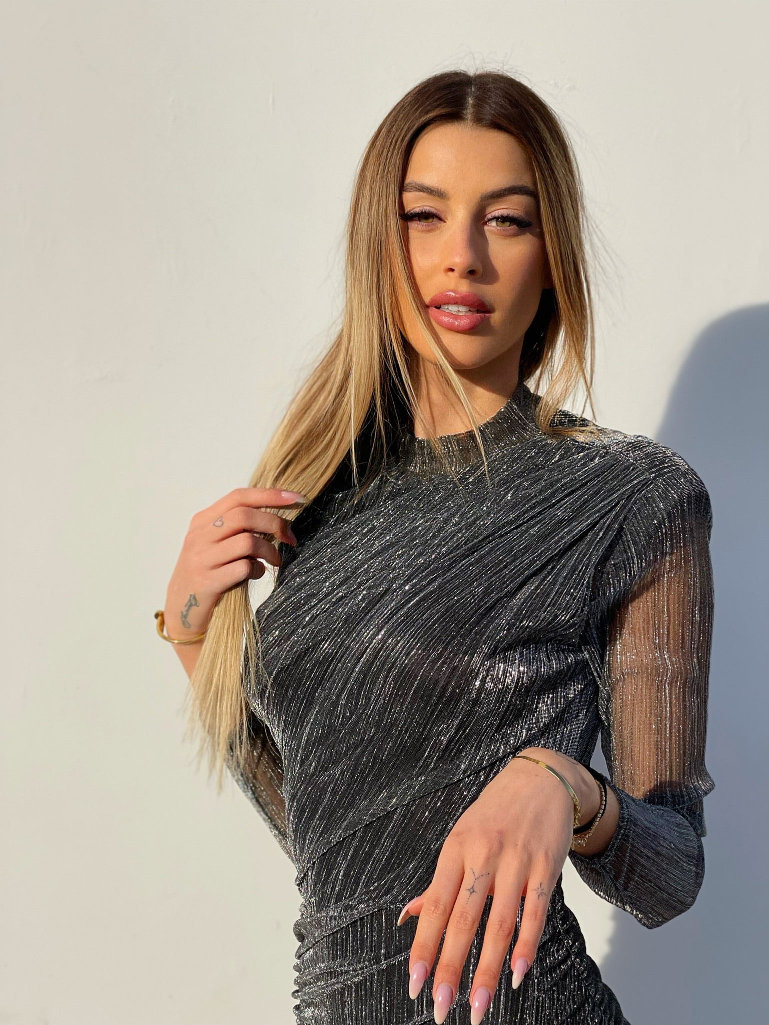 Abito silver con schiena aperta