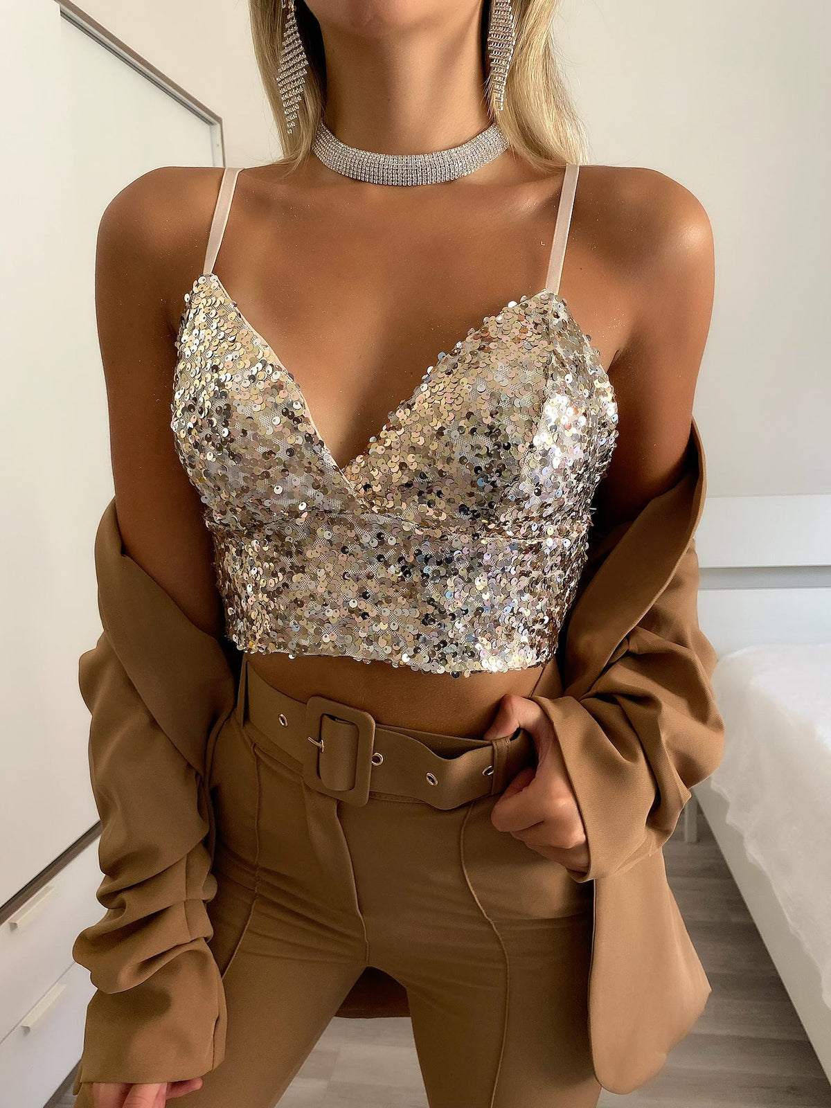 Top con paillettes gold