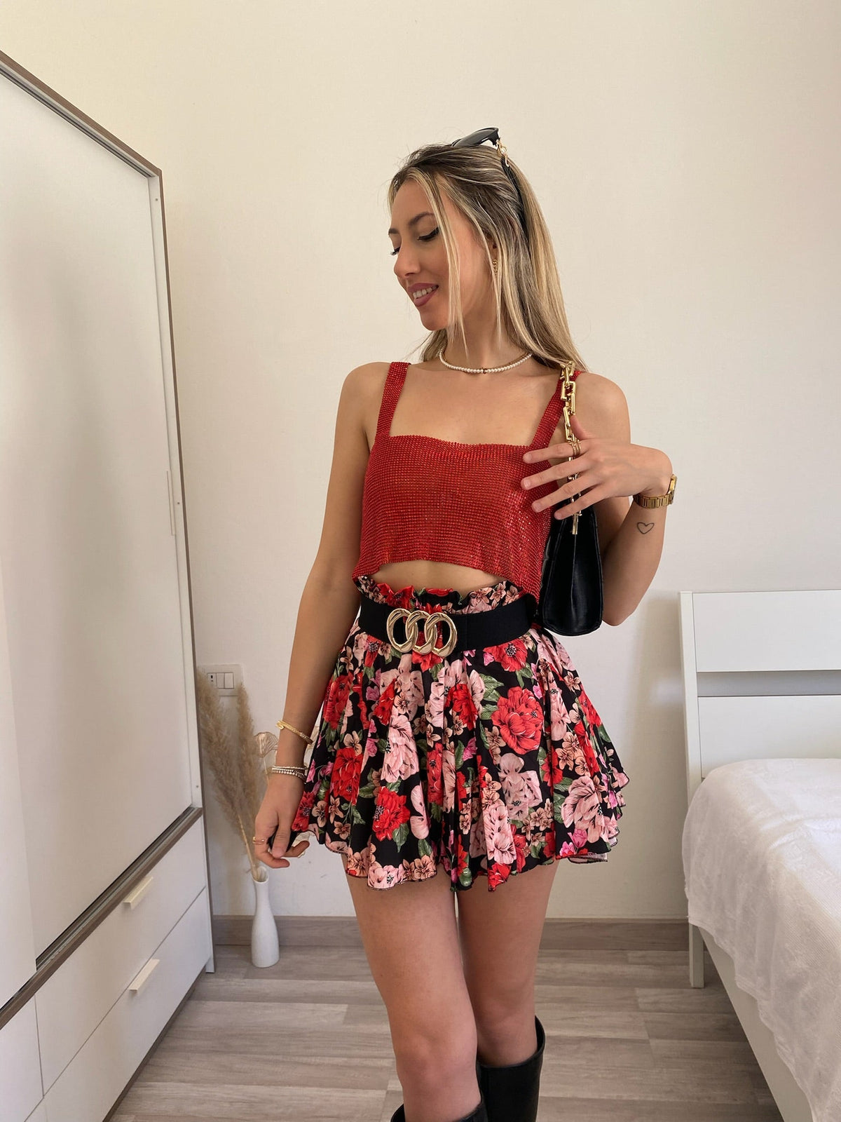 Top luxsequin rosso