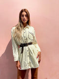 Abito con borchie manica lunga beige