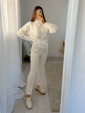 Pantalone vita alta panna