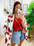 Giacca Donna Con fiori rossi