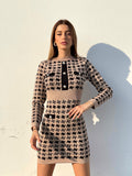 Abito in maglia nero Camel con bottoncini